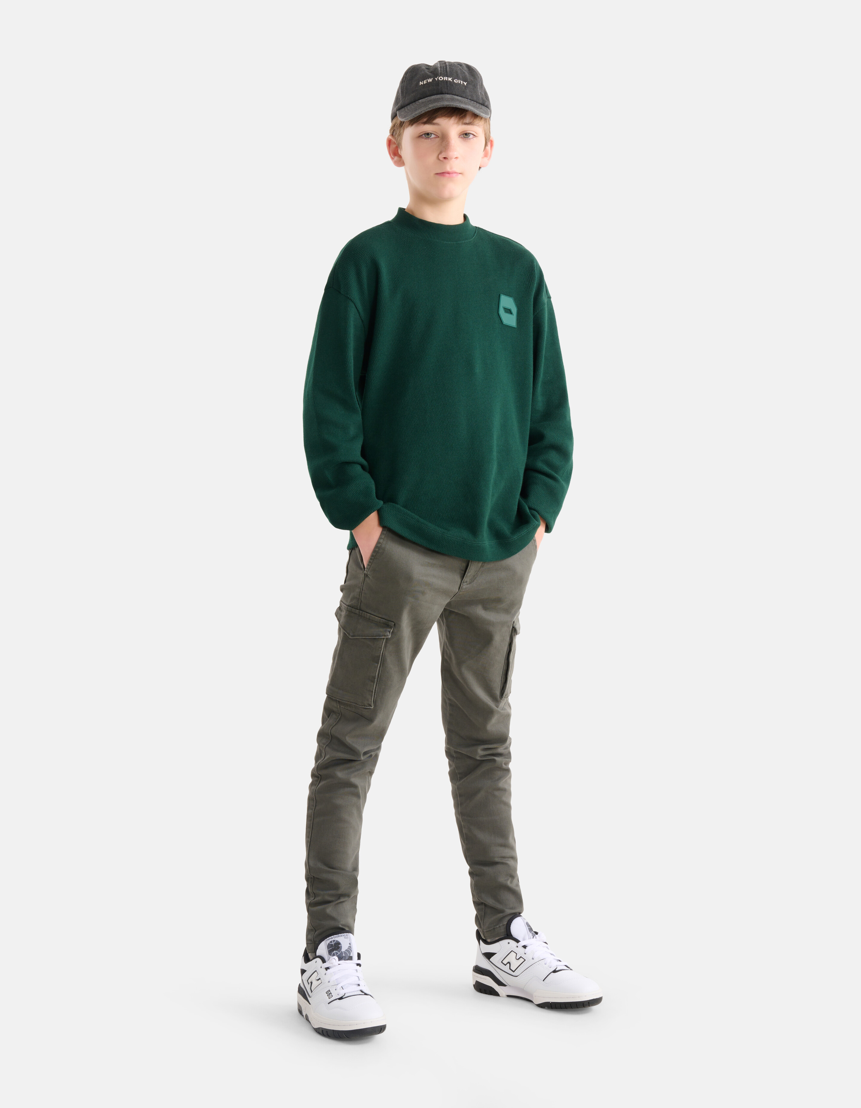Struktur-Langarmhemd Dunkelgrün SHOEBY BOYS