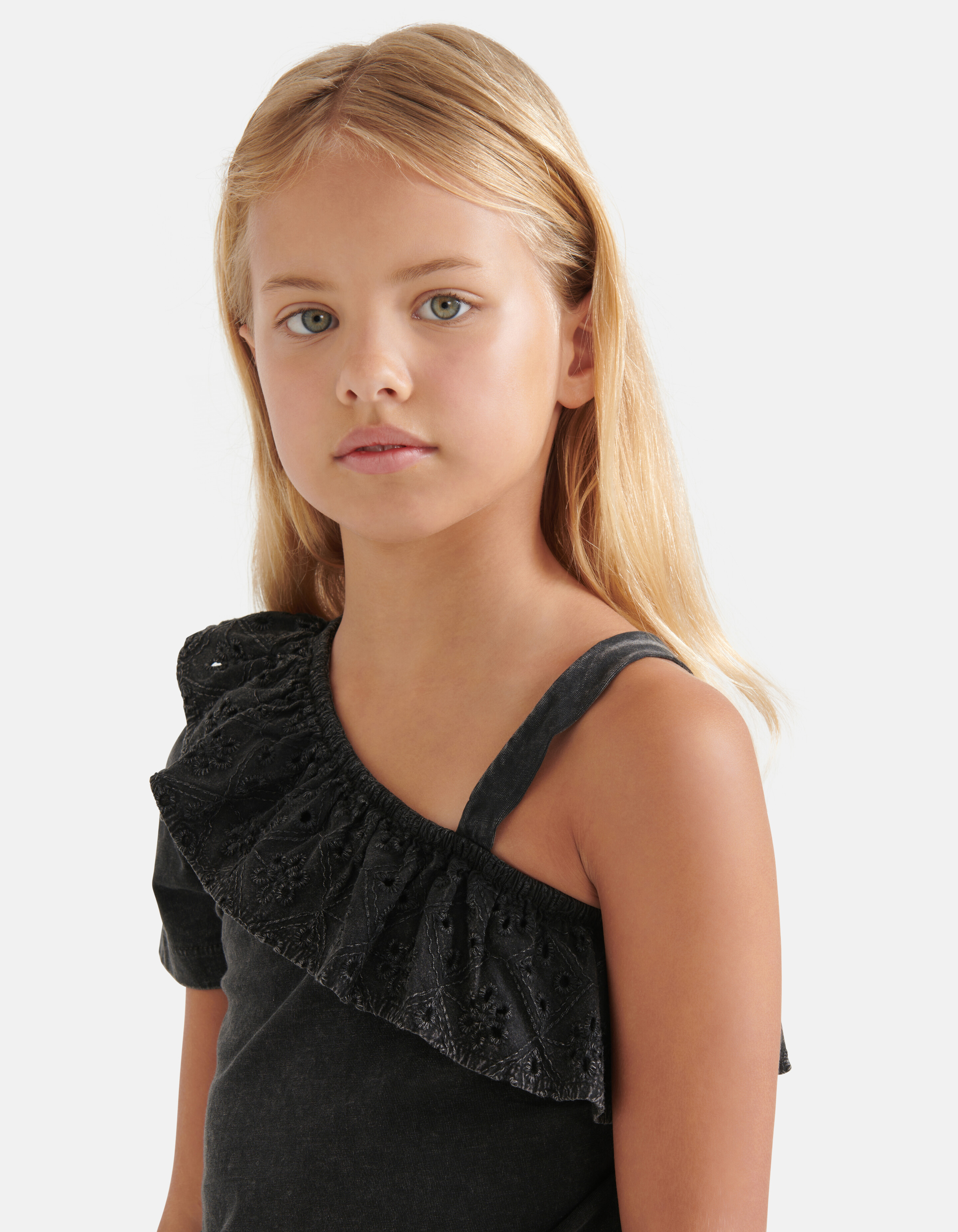 One-Shoulder-T-Shirt Dunkelgrau SHOEBY GIRLS