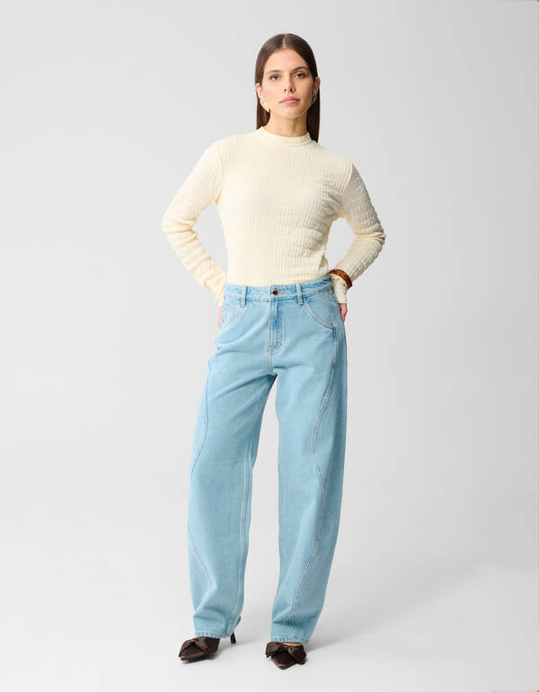 Struktur Langarmshirt Top Gebrochen Weiß SHOEBY WOMEN