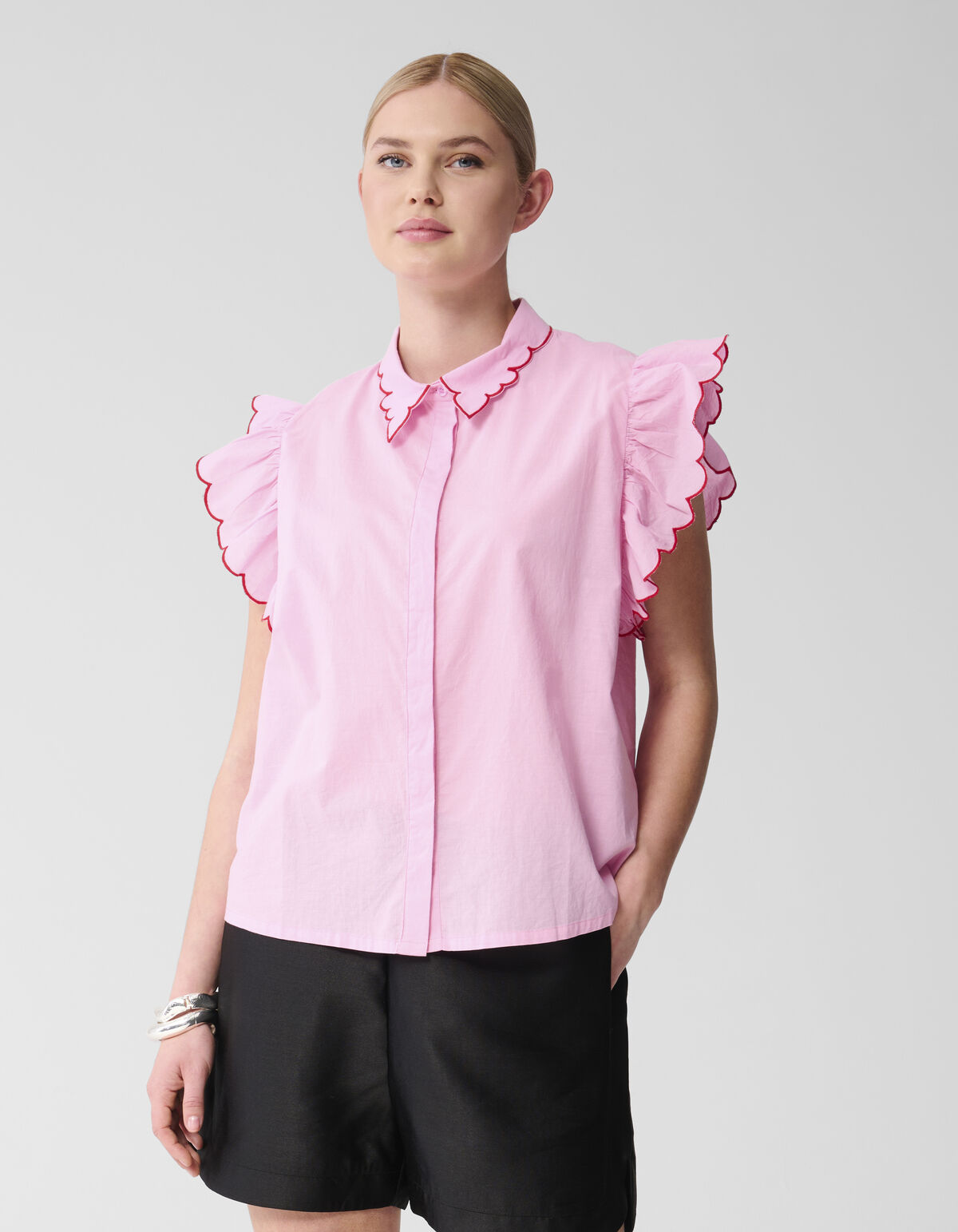 Besticktes Rüschentop Rosa SHOEBY WOMEN
