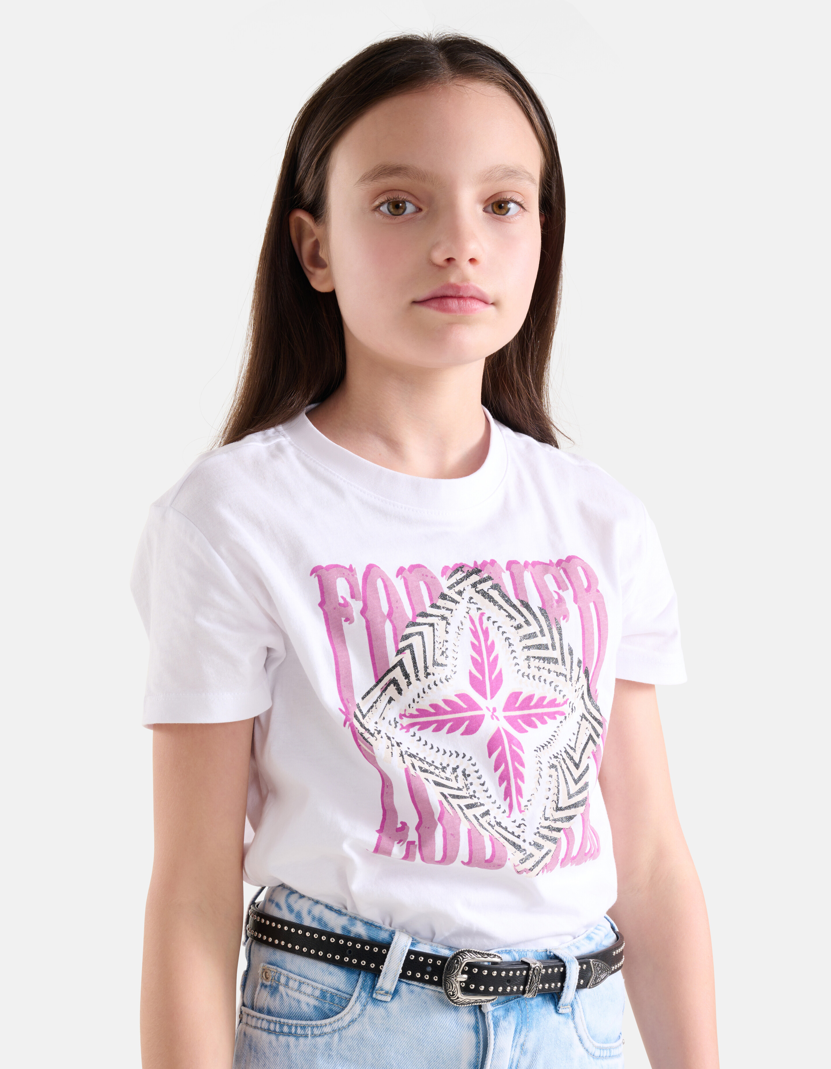 T-Shirt mit grafischem Aufdruck Weiß SHOEBY GIRLS