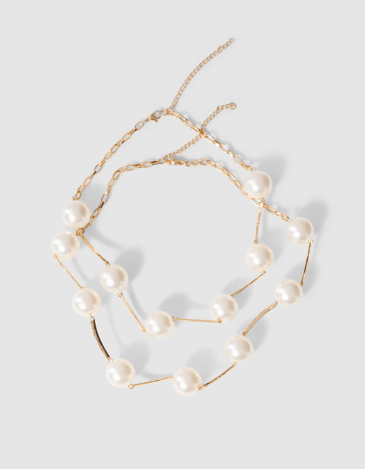 Doppelte Perlenkette Gold SHOEBY ACCESSOIRES