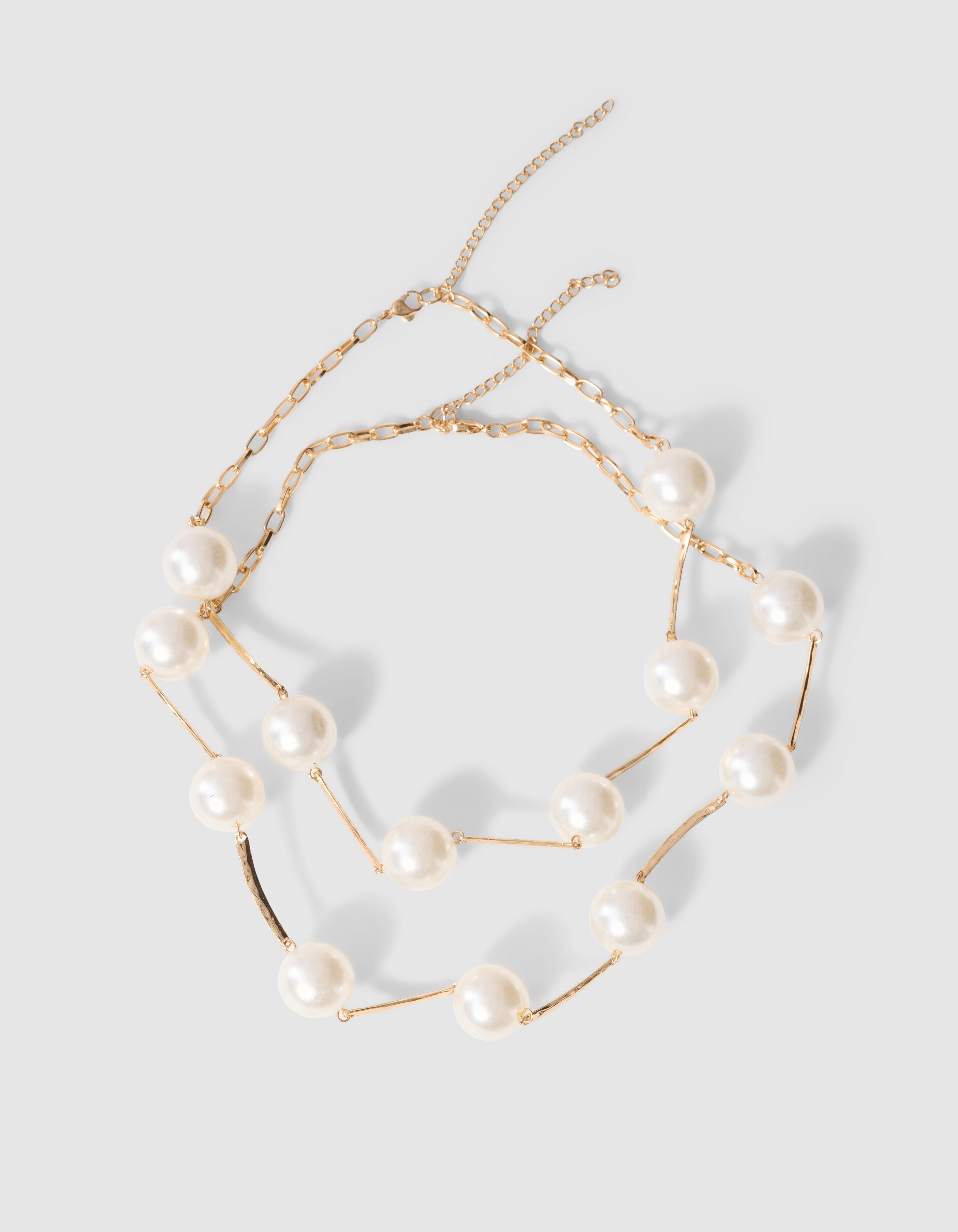 Doppelte Perlenkette Gold SHOEBY ACCESSOIRES