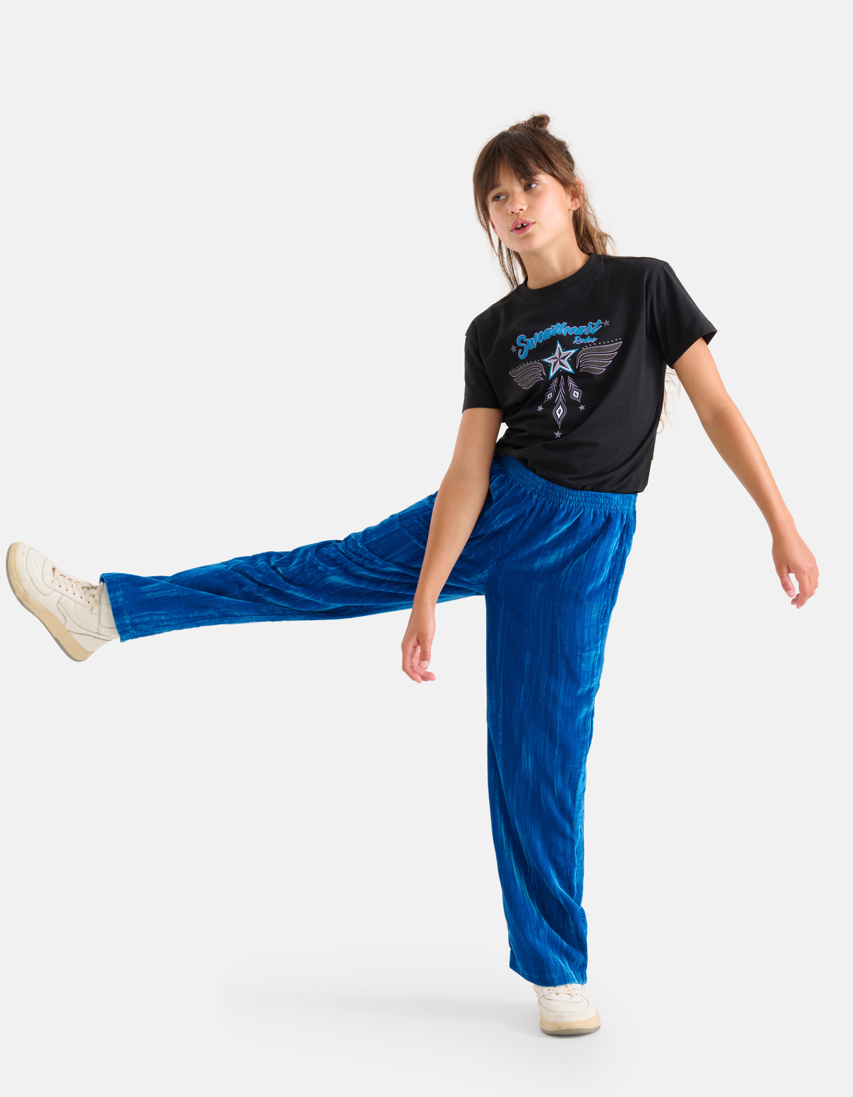 Weite Hose aus Samt Blau SHOEBY GIRLS