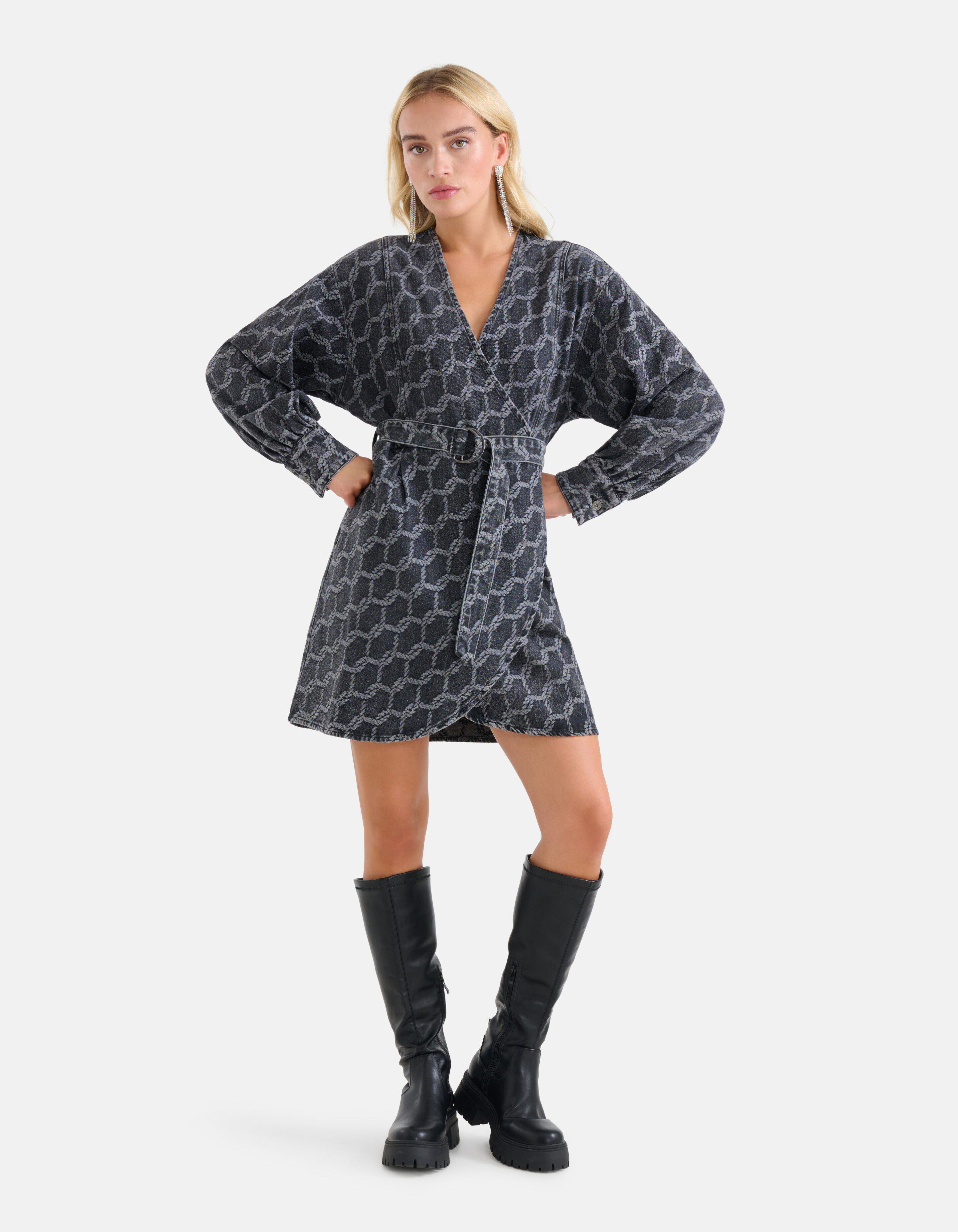 Jacquard-Denim-Kleid Schwarz SHOEBY WOMEN