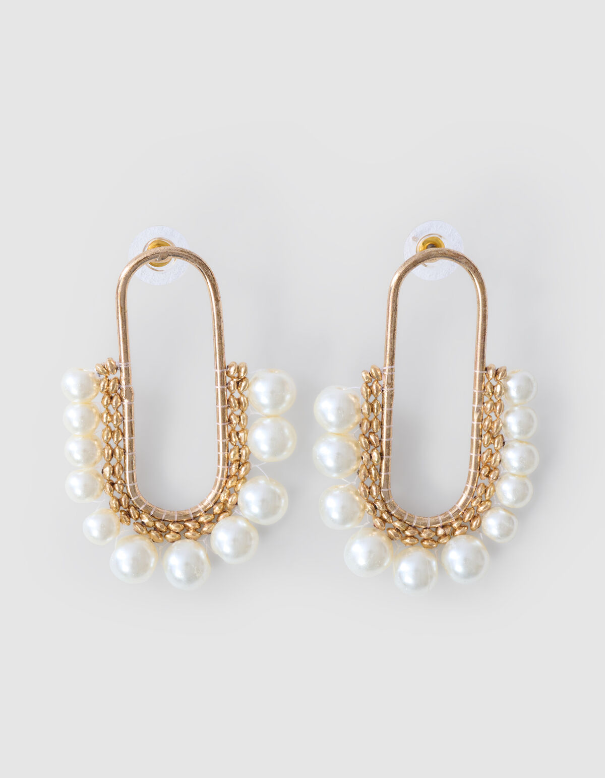 Ovale Perlenohrringe Gold SHOEBY ACCESSOIRES