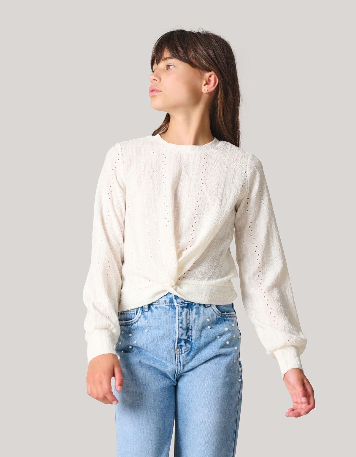 Ajour Top Gebroken Wit SHOEBY GIRLS