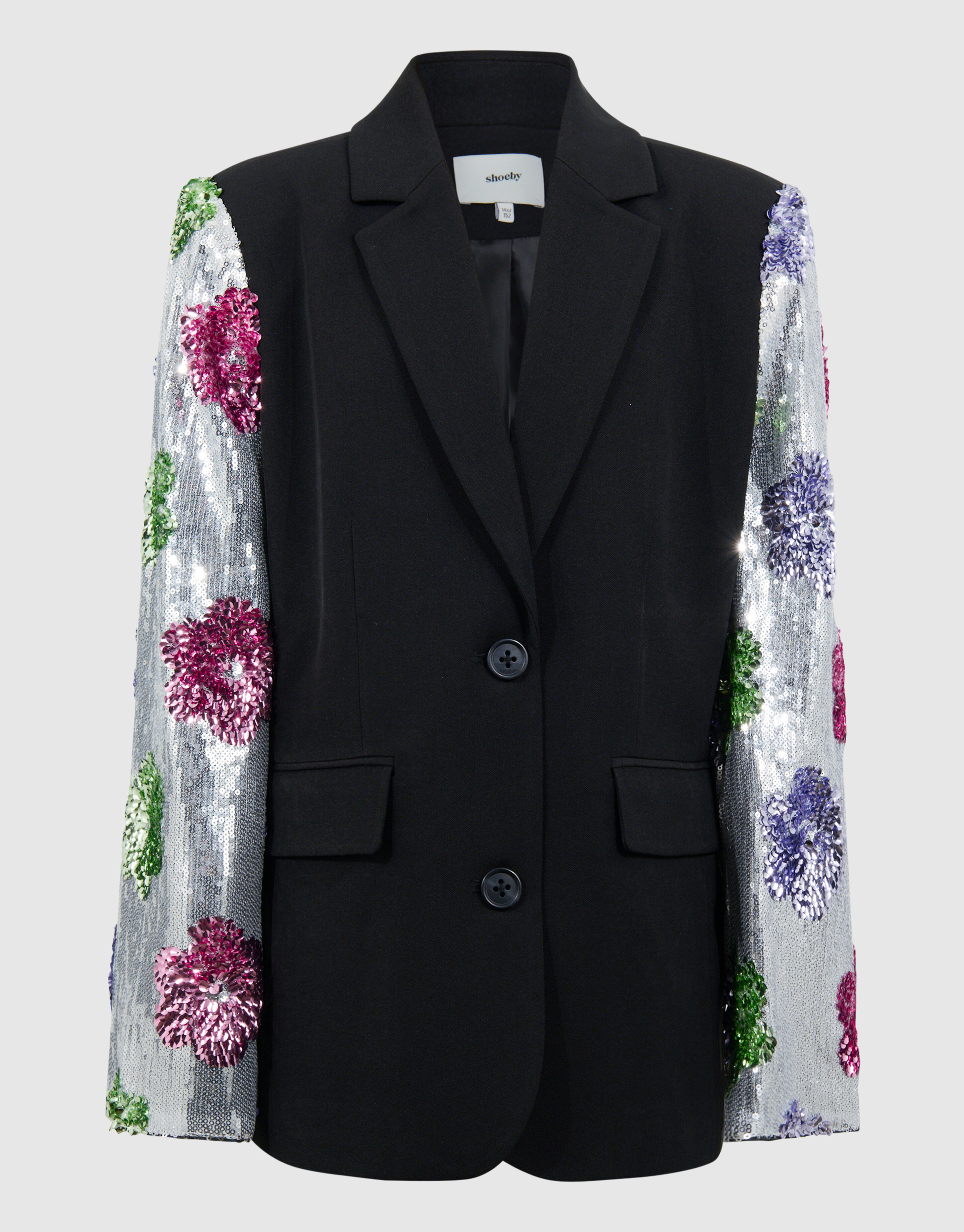 Schwarzer Blazer mit Blumen-Paillettenbesatz SHOEBY GIRLS