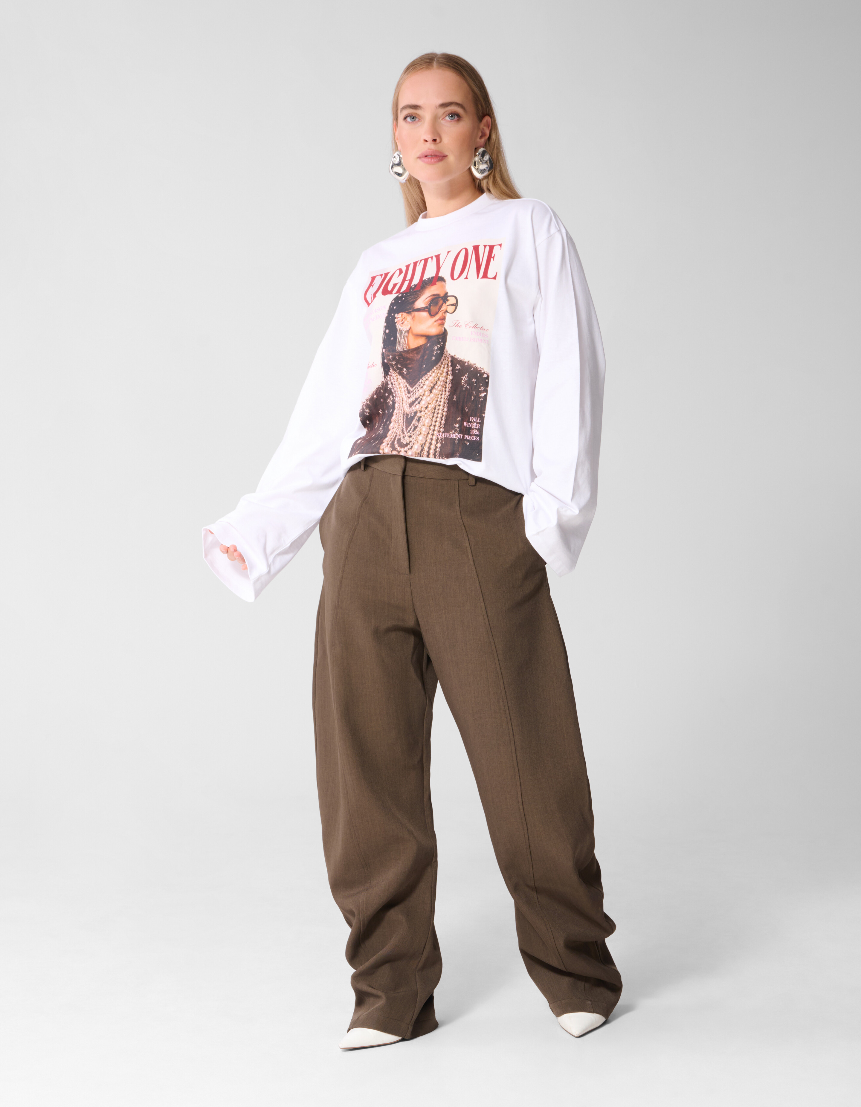 Magazine Artwork Longsleeve Wei&szlig; SHOEBY WOMEN