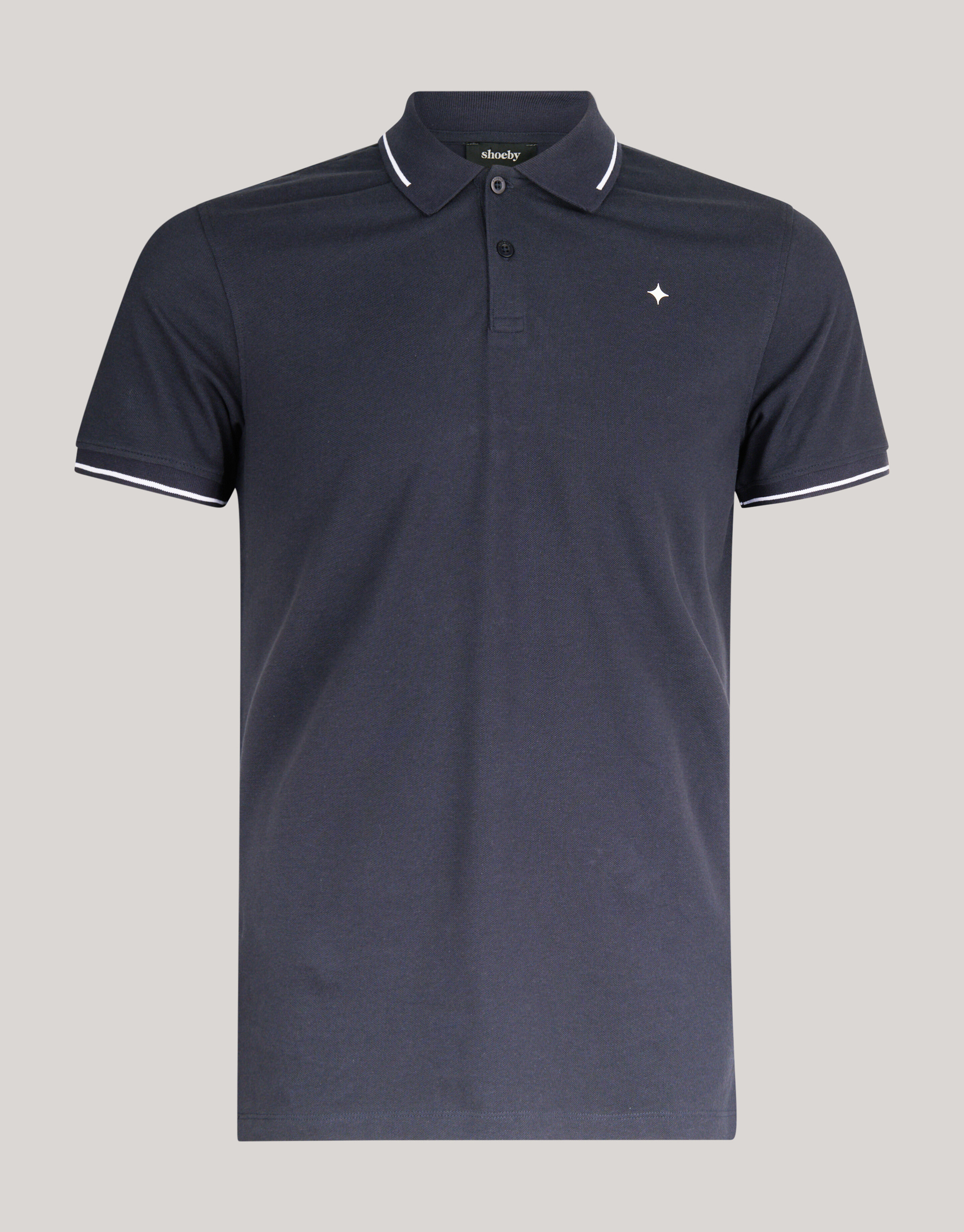 Contrast Pique Polo Donkergrijs SHOEBY MEN