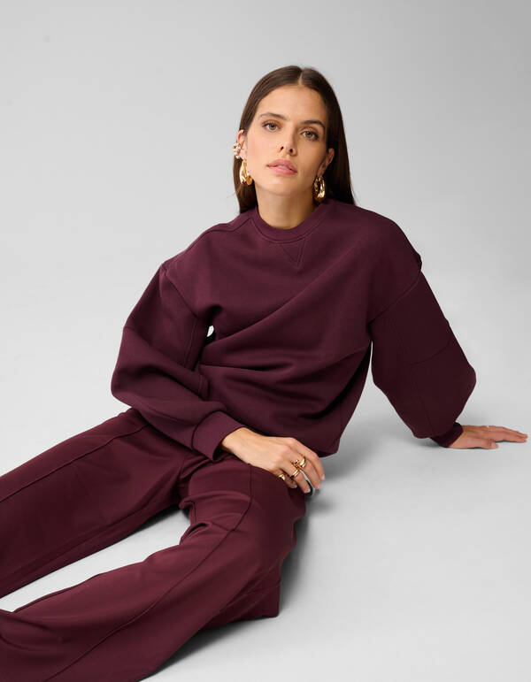 Dunkelrote Basic-Hose mit weitem Bein SHOEBY WOMEN