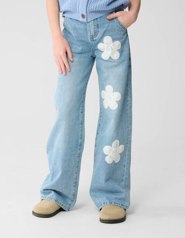 Flower Wide-Leg-Jeans Blau SHOEBY GIRLS