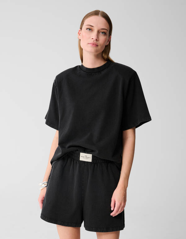 Gefüttertes gewaschenes Sweat-T-Shirt Donkergrijs SHOEBY WOMEN