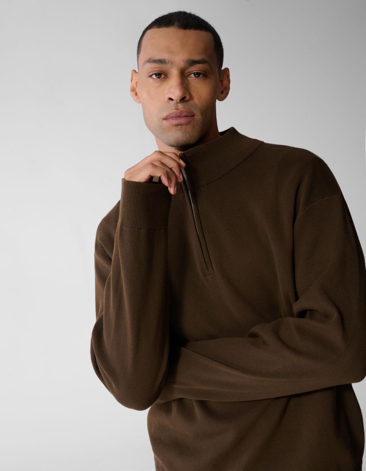 Turtle Half Zip Strickpullover Braun SHOEBY MEN