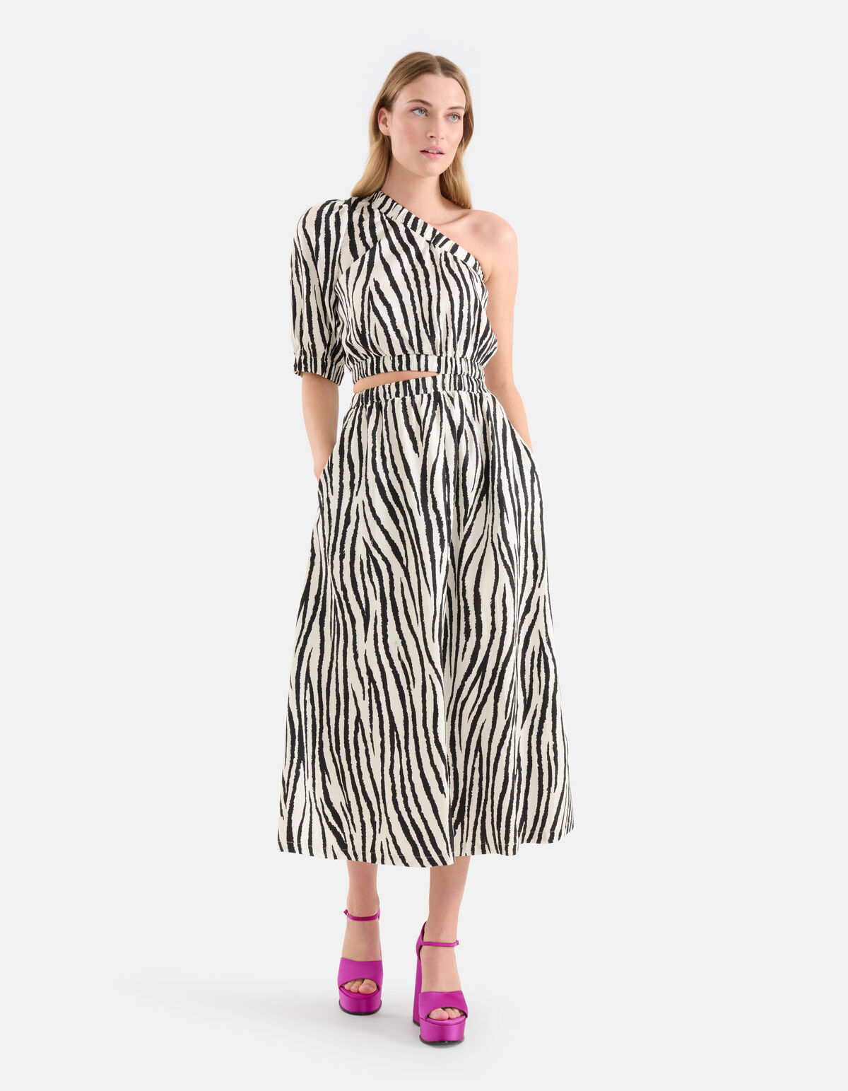 Zebra bedrucktes Kleid Schwarz/Wei&szlig; SHOEBY WOMEN