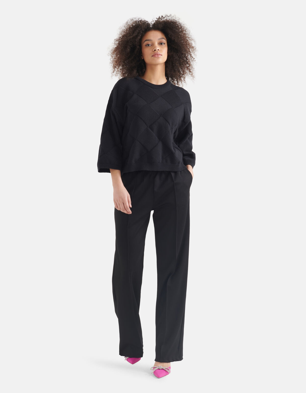 Karierter Strickpullover Schwarz SHOEBY WOMEN