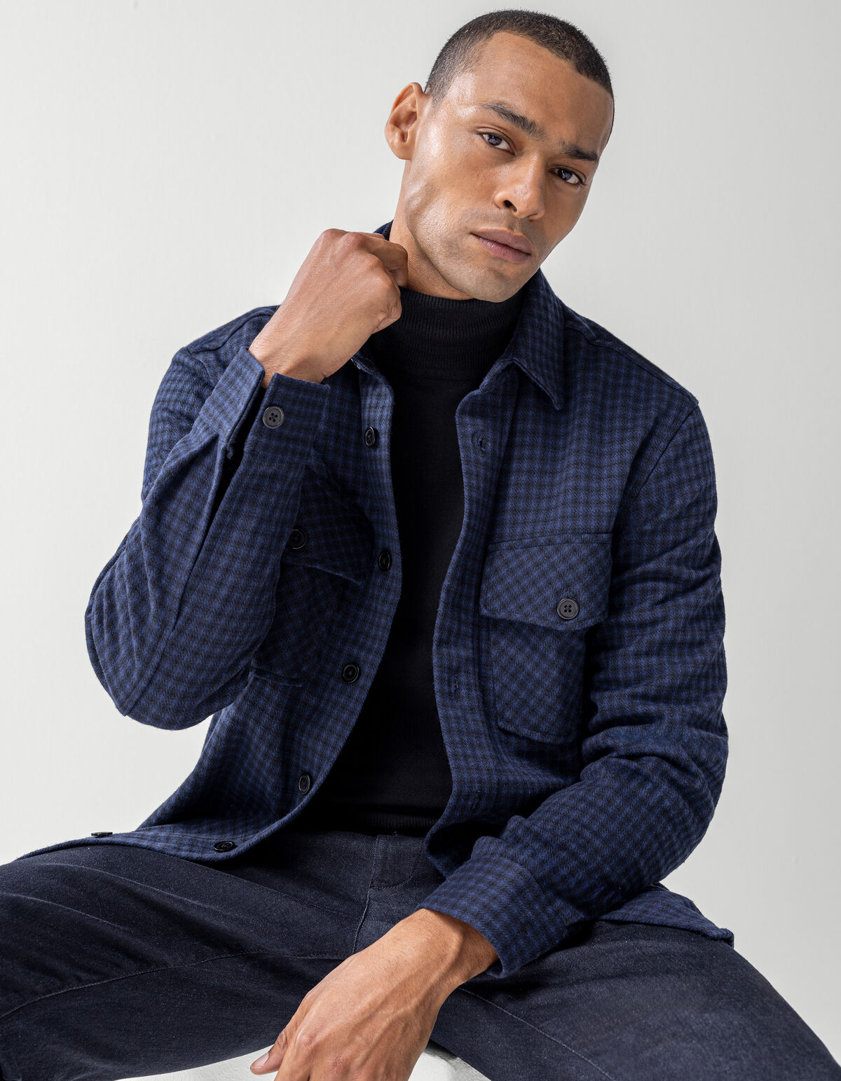Kariertes Überhemd Dunkelblau SHOEBY MEN