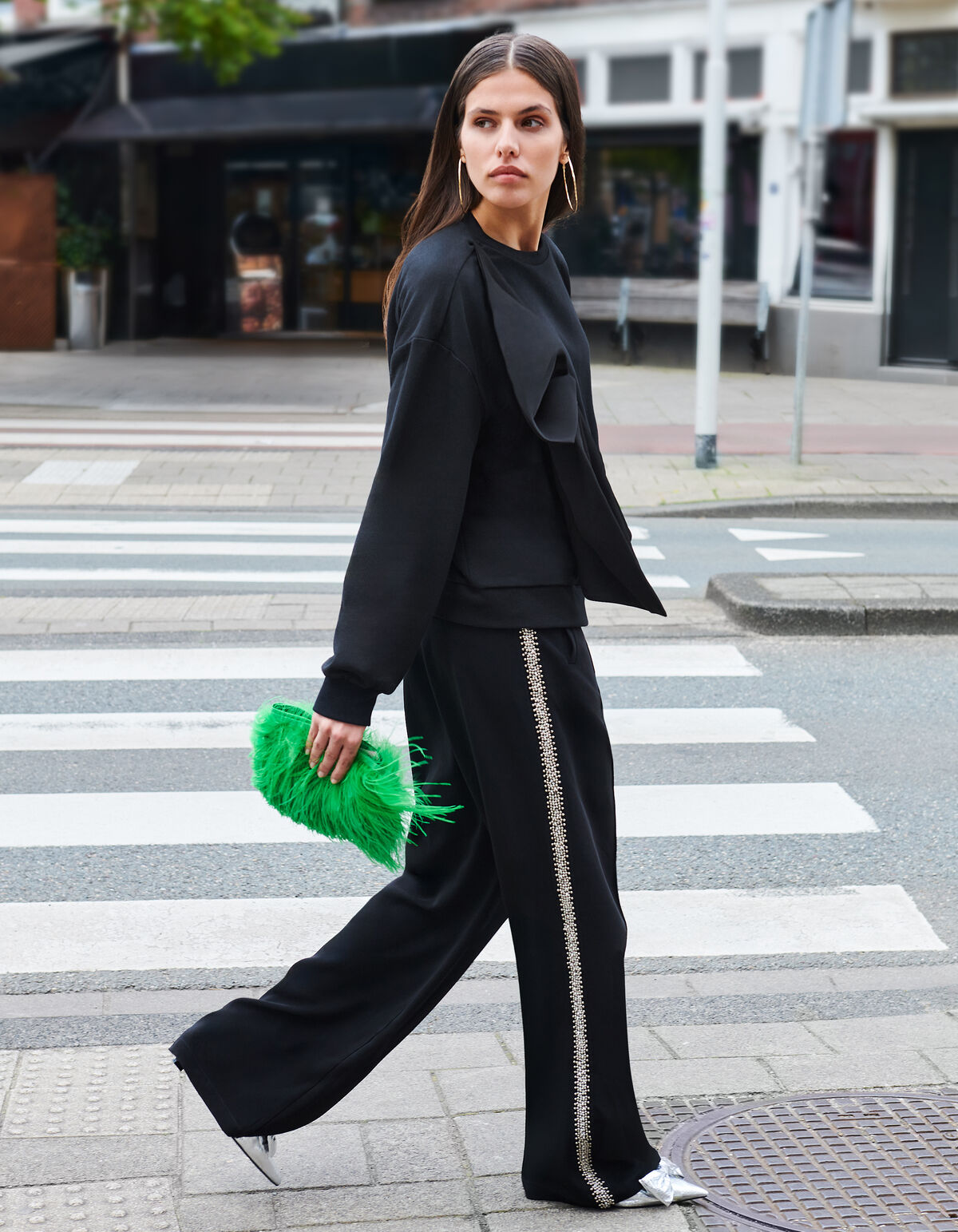 Sportlich versch&ouml;nertes Broek Zwart SHOEBY WOMEN