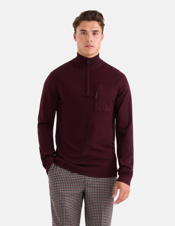 Rollkragenpullover mit Reißverschluss Lila SHOEBY MEN