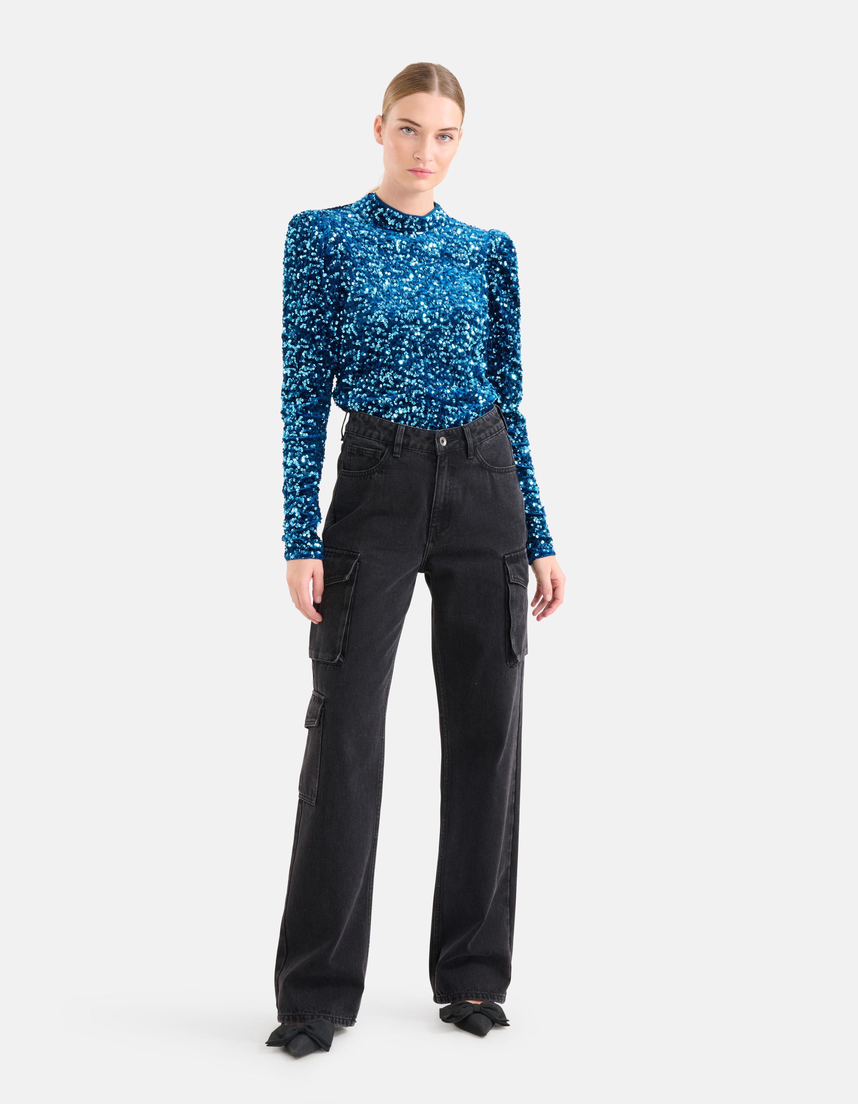 Pailletten Top Blauw SHOEBY WOMEN