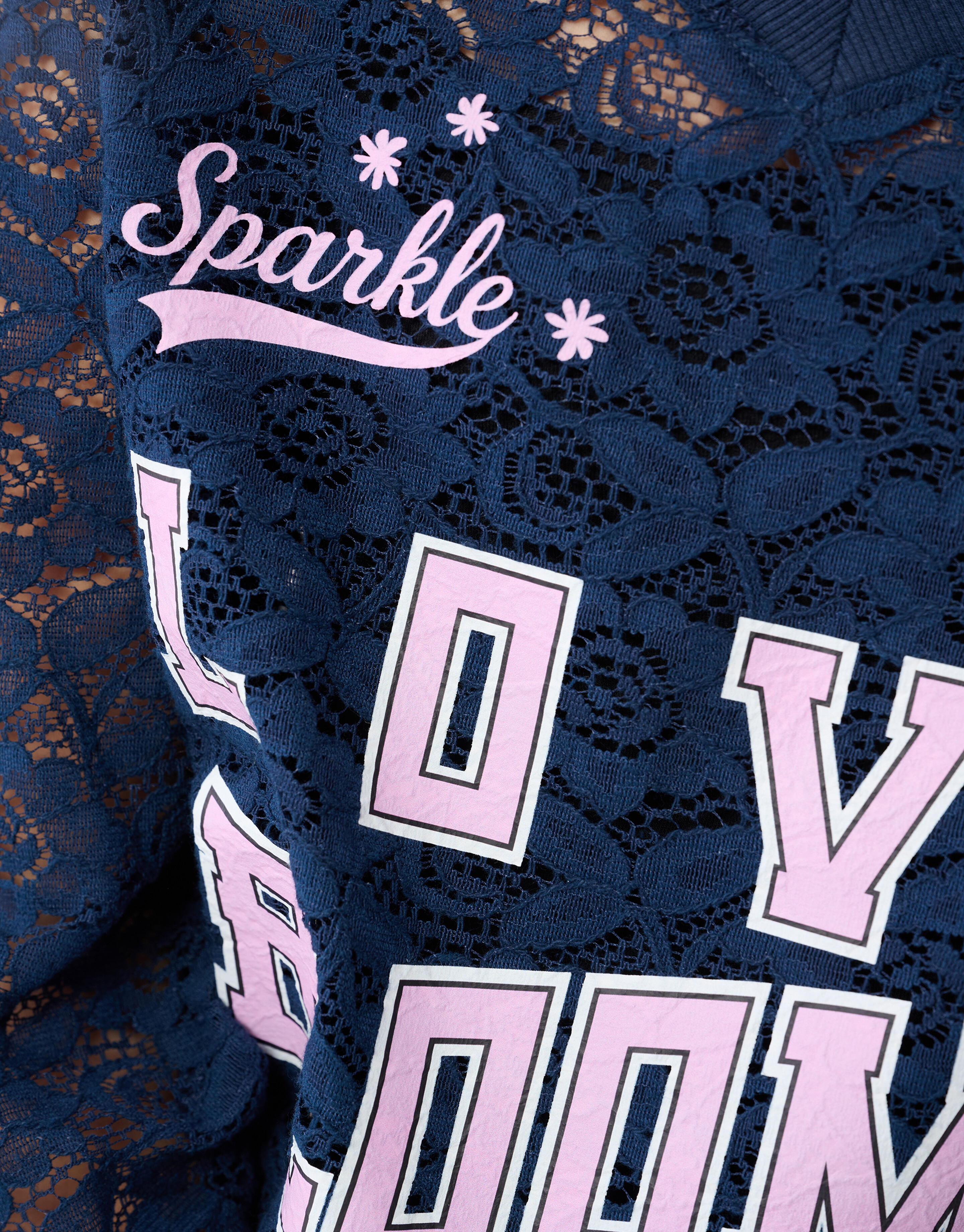 Baseball-Top mit Spitze, dunkelblau SHOEBY GIRLS