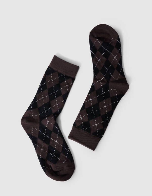 karierten Socken Schwarz/Dunkelbraun SHOEBY ACCESSOIRES