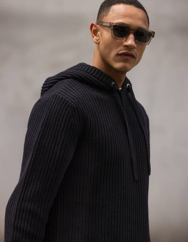 Gestrickter schwarzer Hoodie SHOEBY MEN