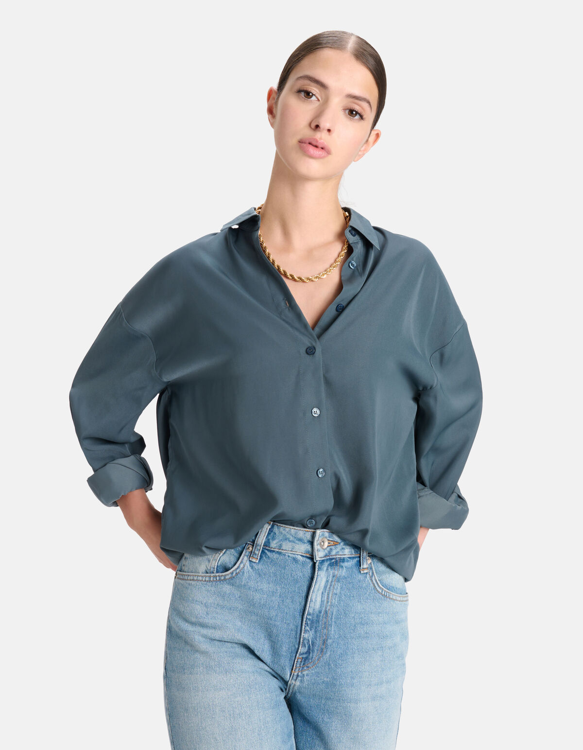 Satinbluse Dunkelblau SHOEBY WOMEN