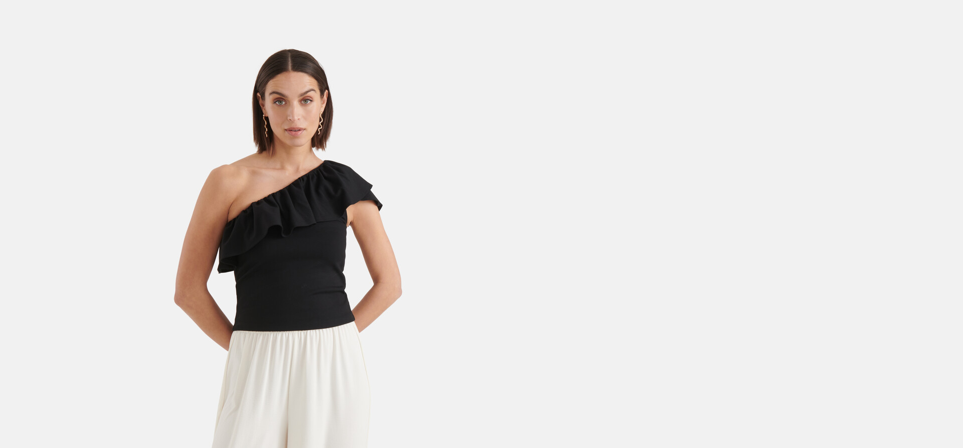 Rüschen-Top Schwarz SHOEBY WOMEN