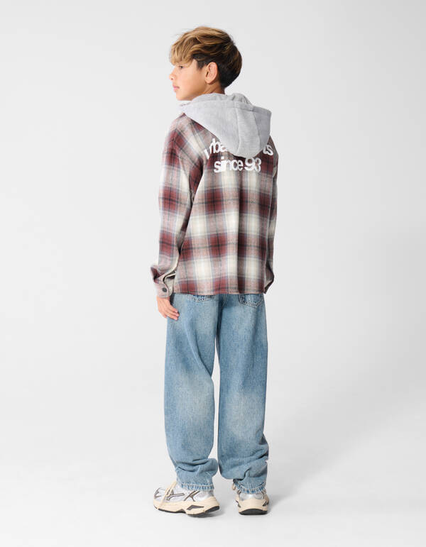 Relaxed Hooded Kariertes Hemd braun SHOEBY BOYS