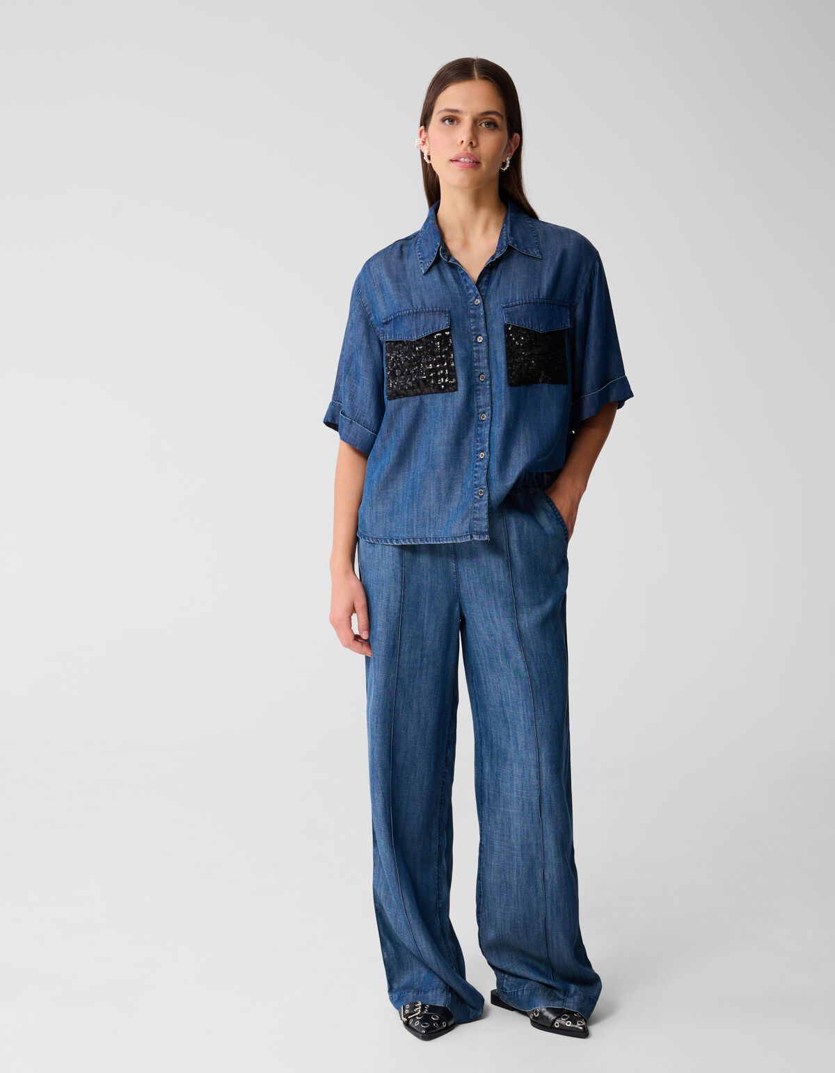 Weit geschnittene Pintuck-Hose Blau von Mieke SHOEBY WOMEN