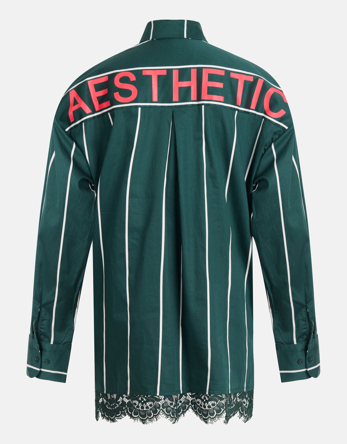 Bluse mit Nadelstreifen aus Spitze Dunkelgr&uuml;n SHOEBY WOMEN