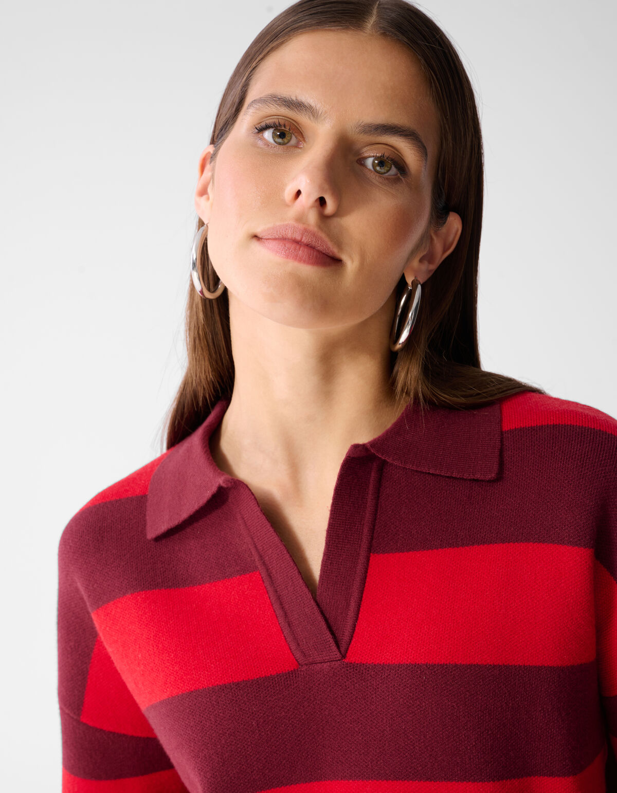 Gestreifte Strickpolo Rot SHOEBY WOMEN