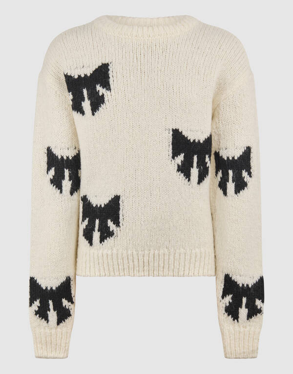 Pullover mit Schleifen-Artwork in Off White SHOEBY GIRLS