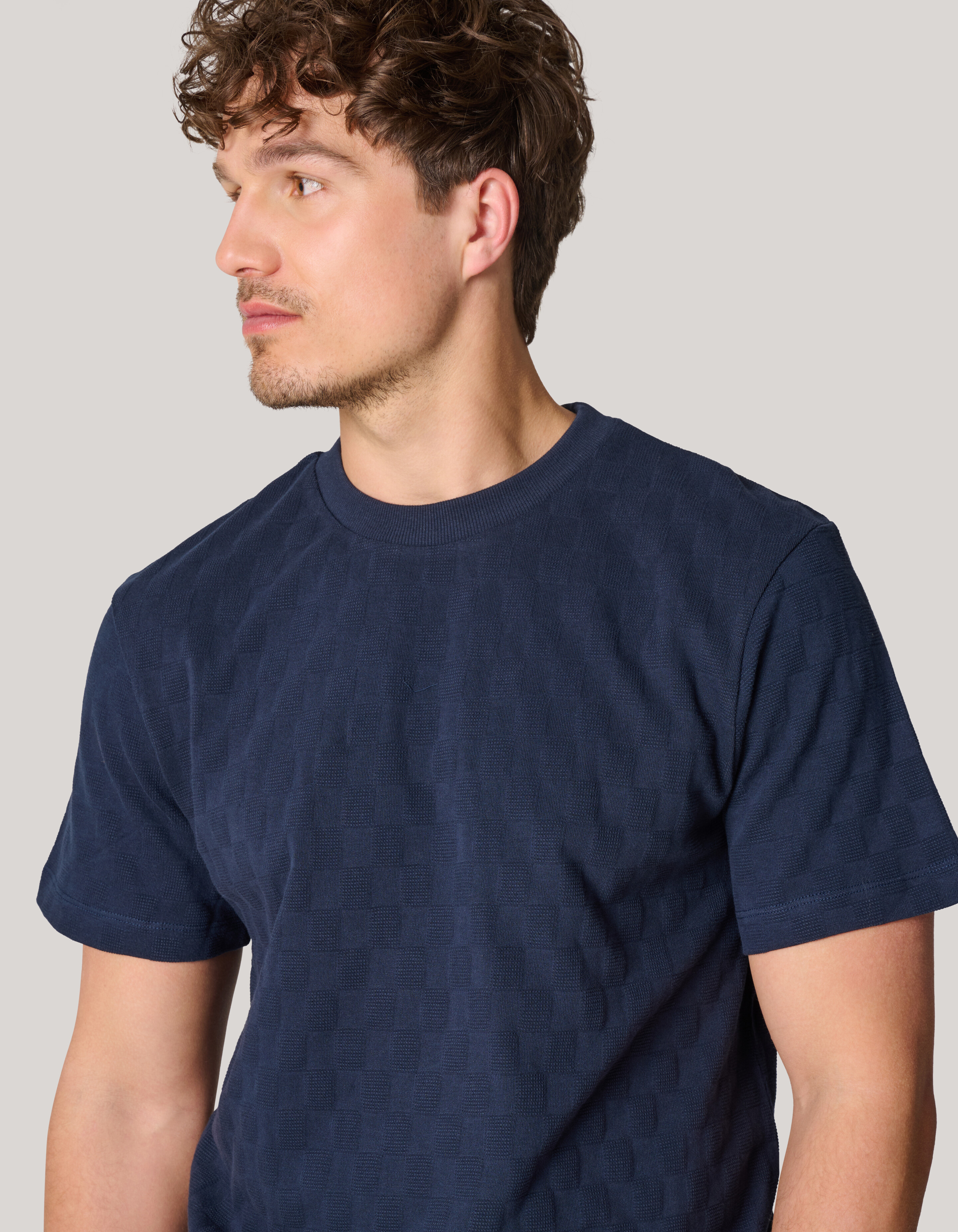 Blocktextur-T-Shirt Dunkelblau SHOEBY MEN