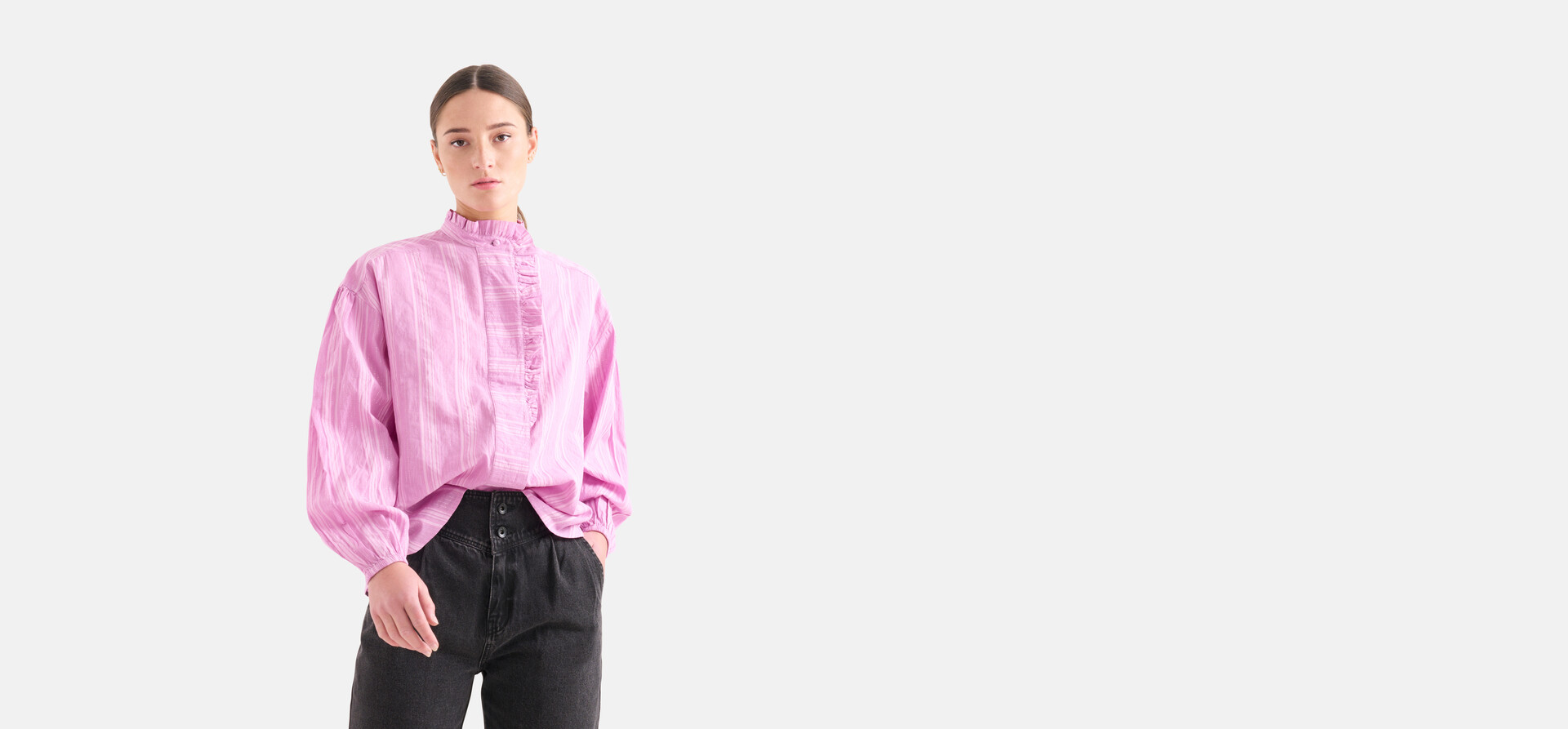 Gestreifte Lurexbluse Rosa SHOEBY WOMEN