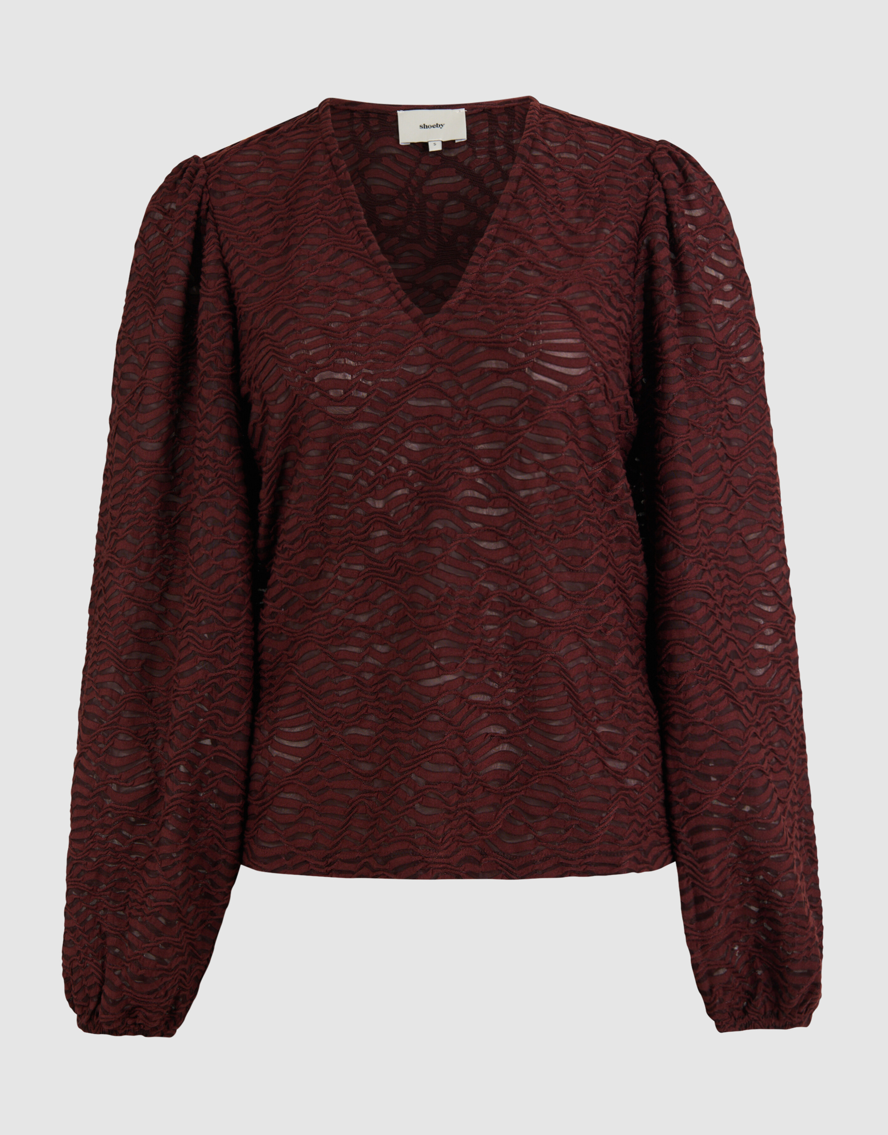 Crinkle-Top mit V-Ausschnitt Braun SHOEBY WOMEN