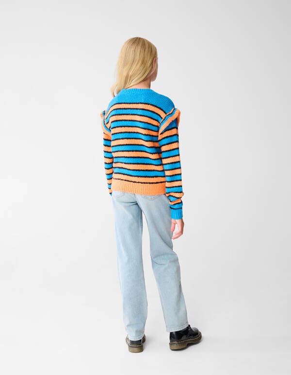 Rüschestreifen Pullover Blau/Orange SHOEBY GIRLS