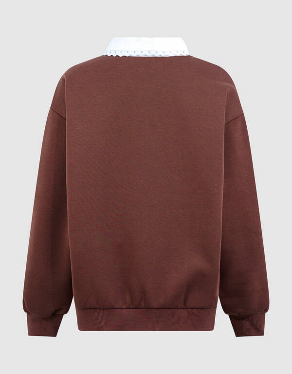 Oversized-Polo-Pullover Braun SHOEBY GIRLS