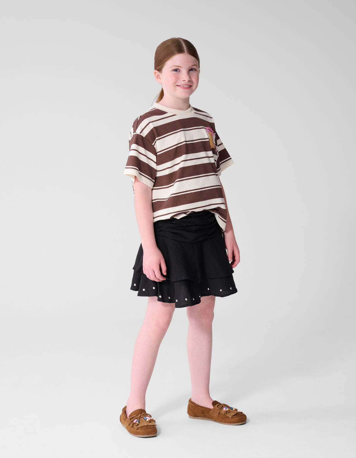 Ruffle Stud Rok Schwarz SHOEBY GIRLS
