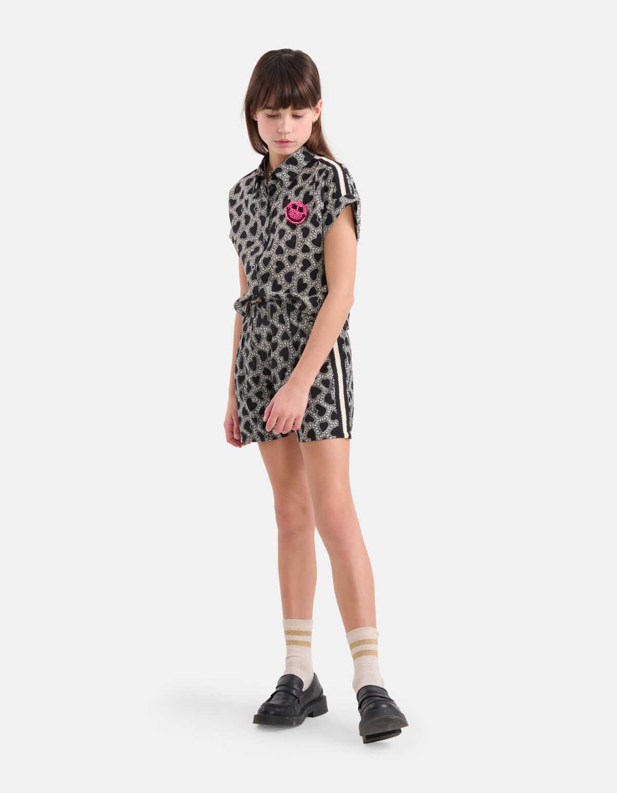 Embroidery Heart Blouse Zwart SHOEBY GIRLS