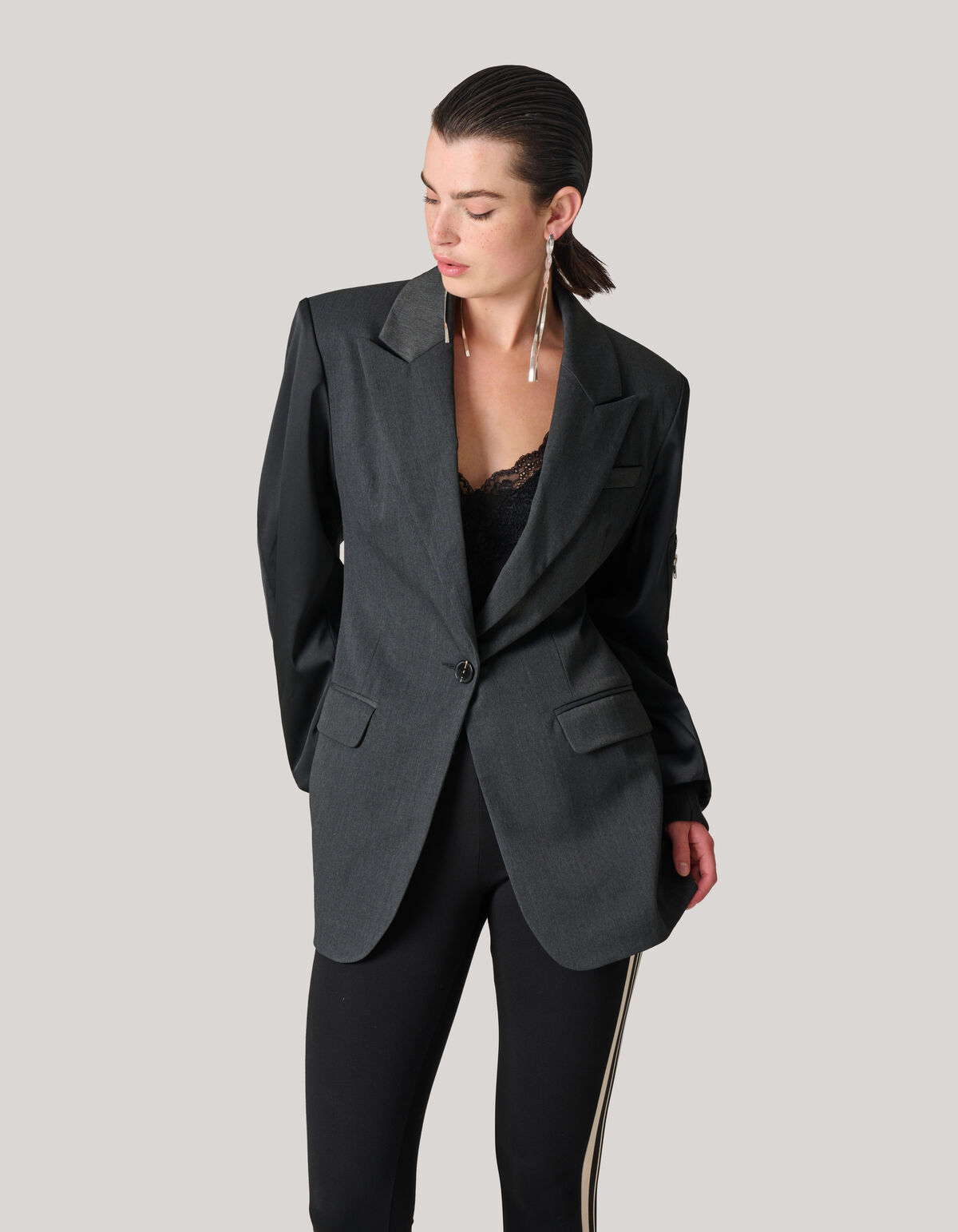 Bomber&auml;rmel-Blazer Schwarz SHOEBY WOMEN