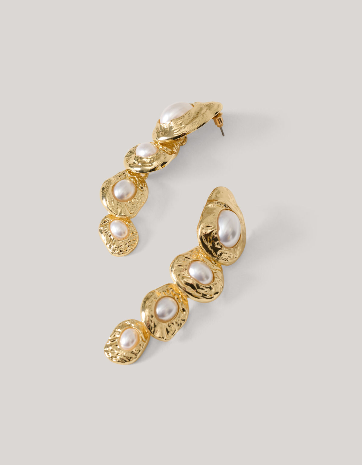 Geh&auml;mmerte Perlenohrringe Gold SHOEBY ACCESSOIRES