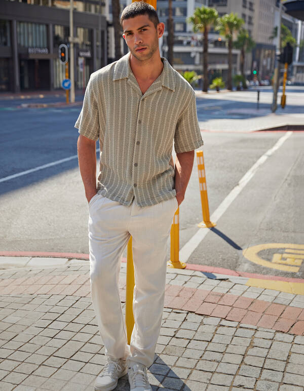 Gewebtes Streifen-Overshirt Hellgr&uuml;n SHOEBY MEN