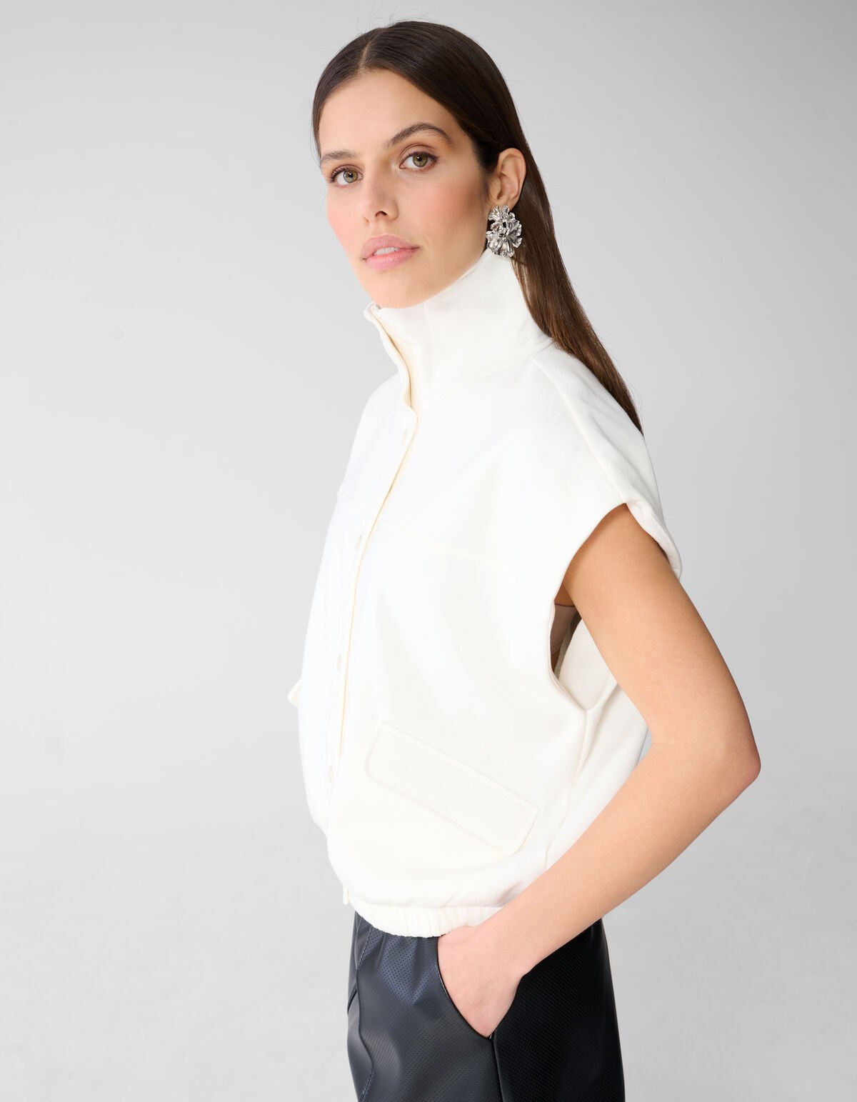 &Auml;rmelloser Sweatjacke Gebrochenes Wei&szlig; SHOEBY WOMEN