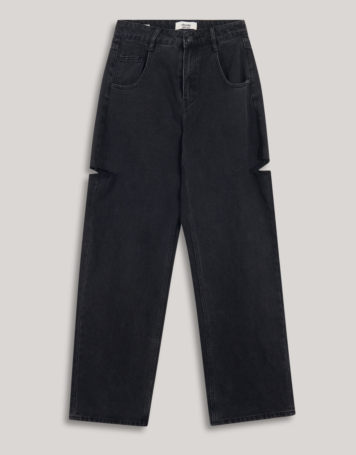 Side Cut Straight Fit Jeans Schwarz SHOEBY WOMEN