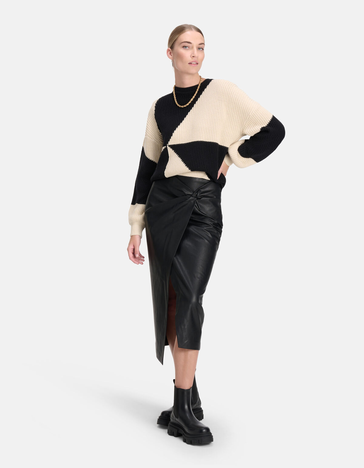 Midirock aus veganem Leder Schwarz By Mieke SHOEBY WOMEN