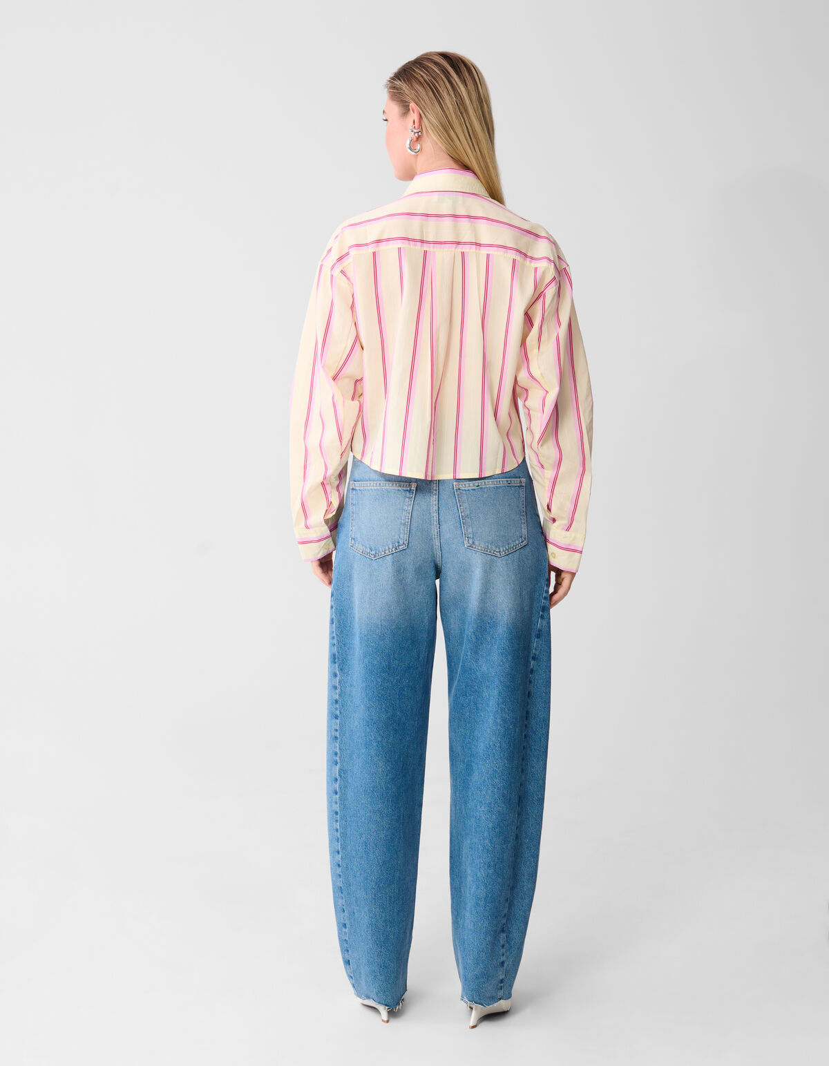 Gestreifte Popeline-Bluse Hellgelb SHOEBY WOMEN