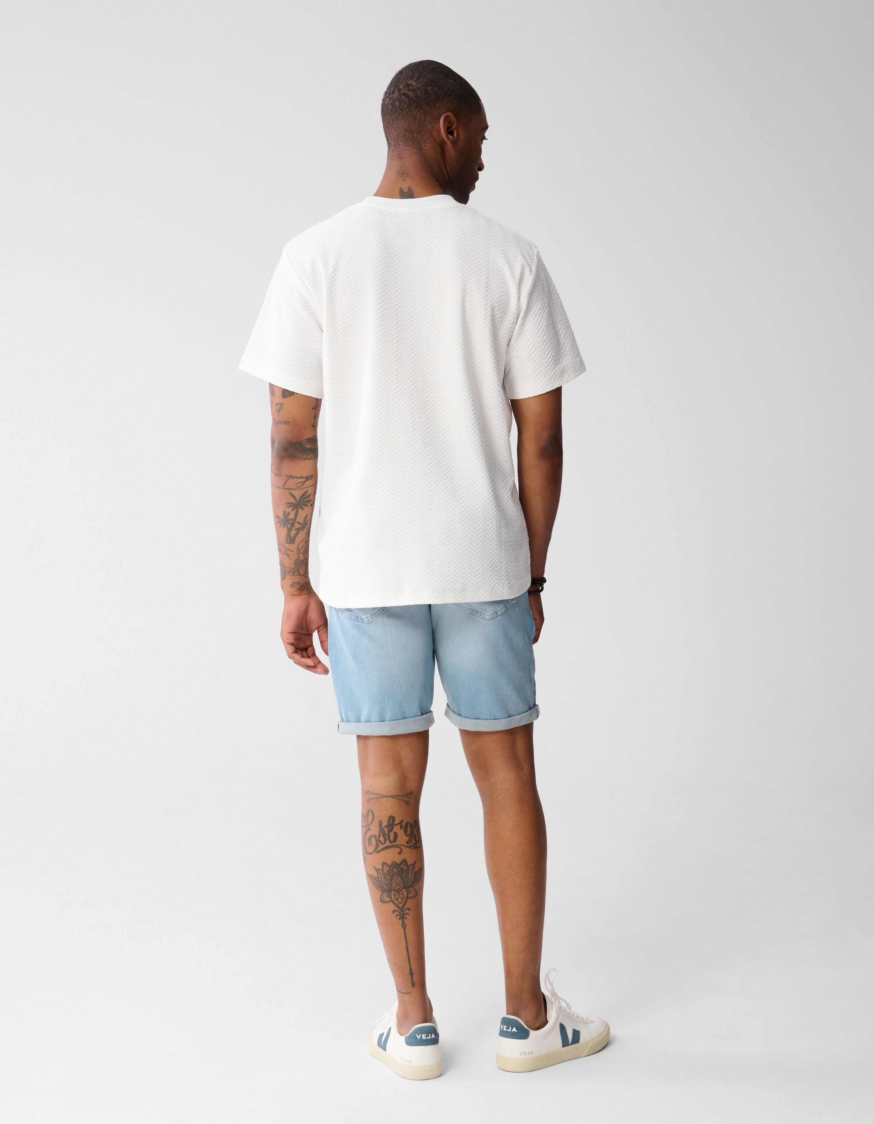 Texturiertes Jacquard-T-Shirt Off White SHOEBY MEN