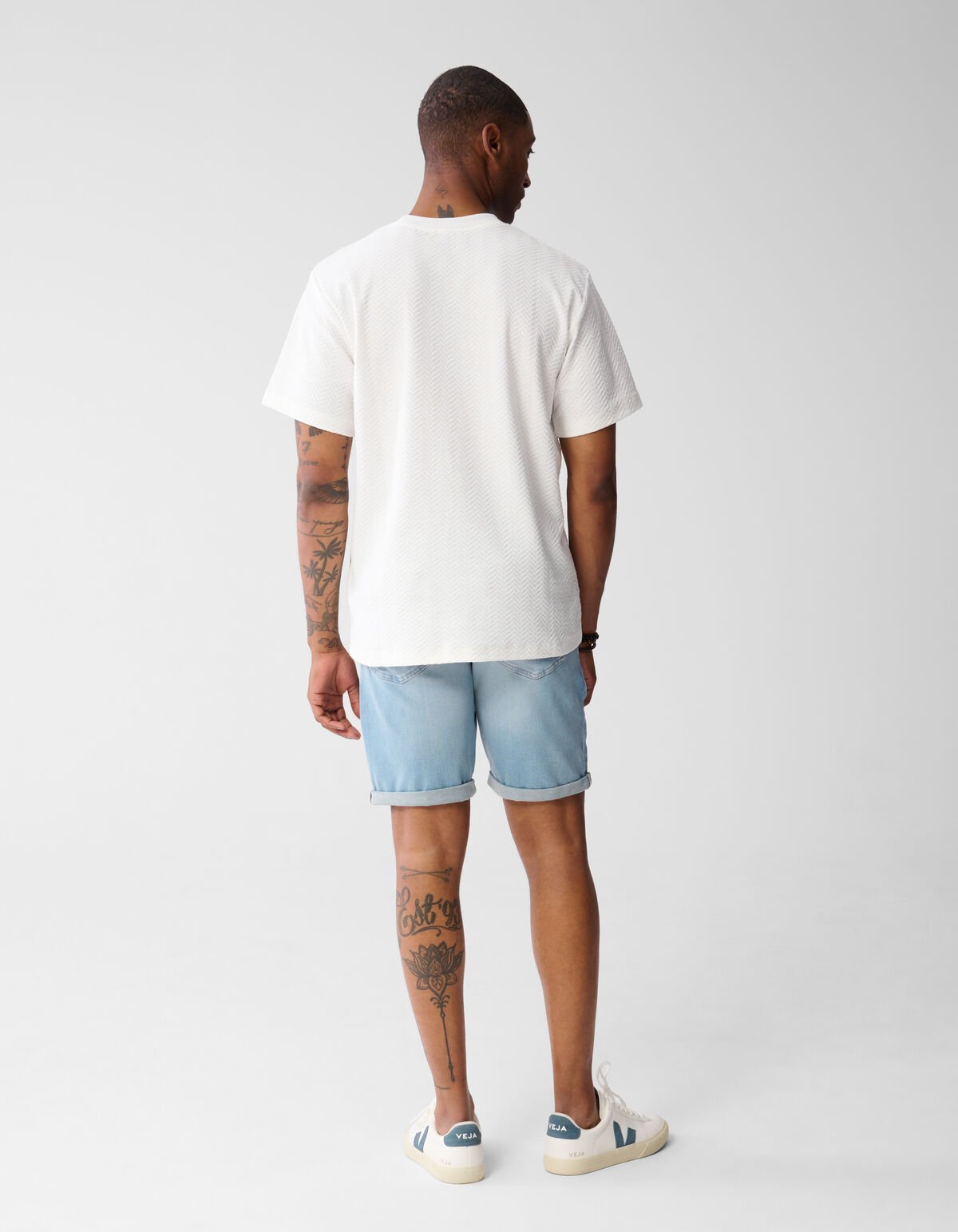 Texturiertes Jacquard-T-Shirt Off White SHOEBY MEN